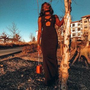 Aq/aq black cross-front maxi dress size US4